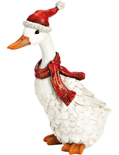 Statuette oie de Noël blanche en polyrésine 10x13x25,5 cm Valvian  - 1