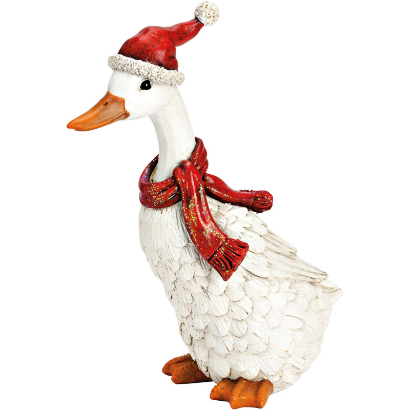 Statuette oie de Noël blanche en polyrésine 10x13x25,5 cm Valvian  - 1