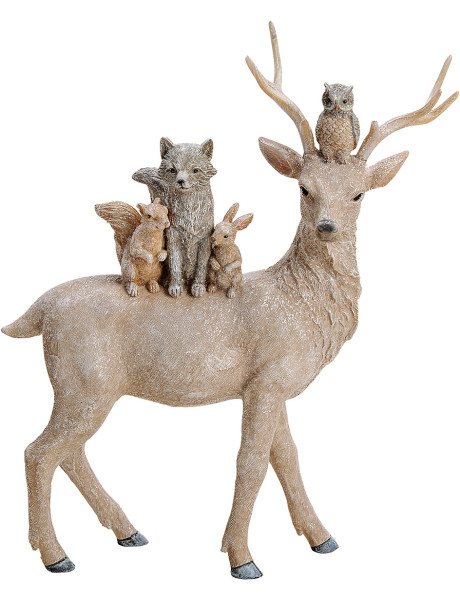 Statuette cerf de Noël en polyrésine beige 28,5x10x35 cm Nerovel  - 1