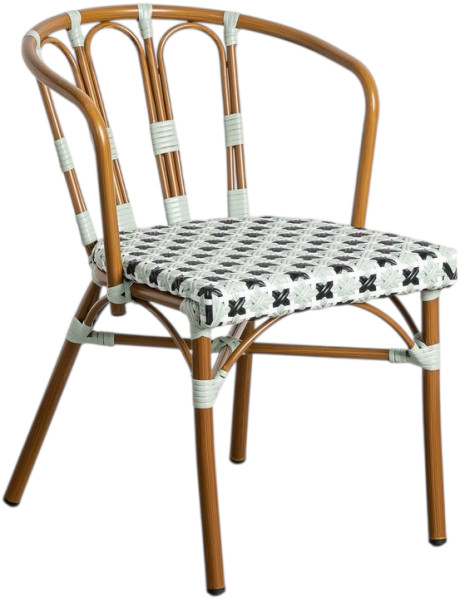 Lot de 2 chaises bistrot de jardin en aluminium et rotin synthétique vert et blanc 53x63x76 cm Neriana Ixia - 1