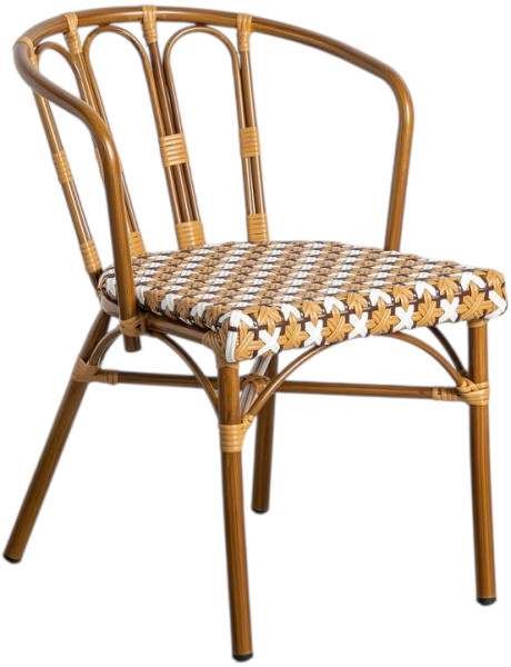 Lot de 2 chaises bistrot de jardin beige et blanc 53x63x76 cm Neriana Ixia - 1