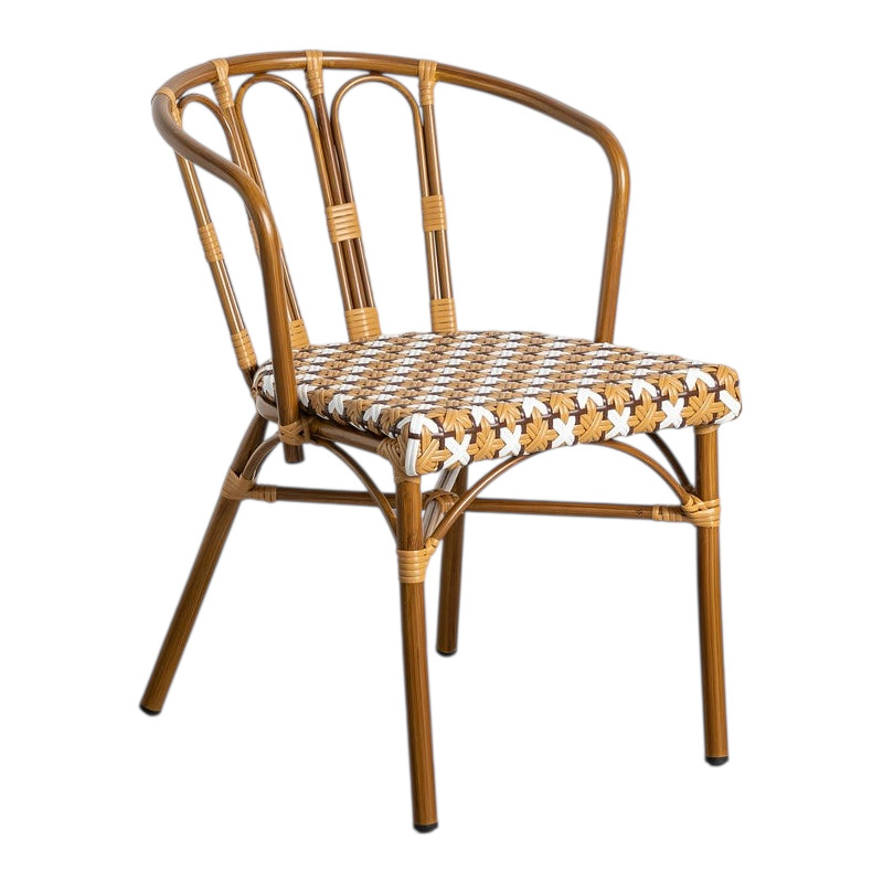 Lot de 2 chaises bistrot de jardin beige et blanc 53x63x76 cm Neriana Ixia - 1