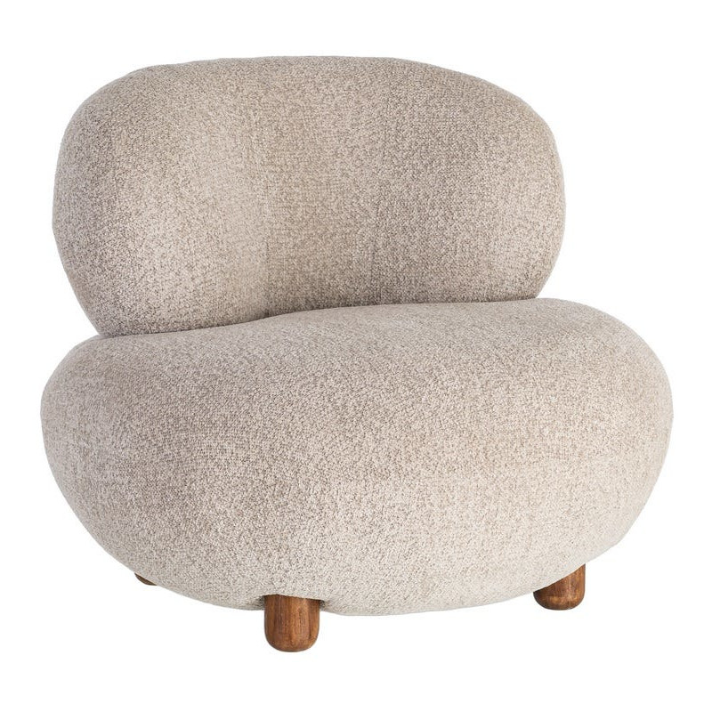 Fauteuil bouclette beige arrondi 93x93x79 cm Calerio Ixia - 1