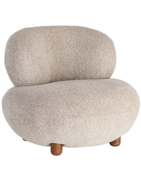 Fauteuil bouclette beige arrondi 93x93x79 cm Calerio Ixia - 1