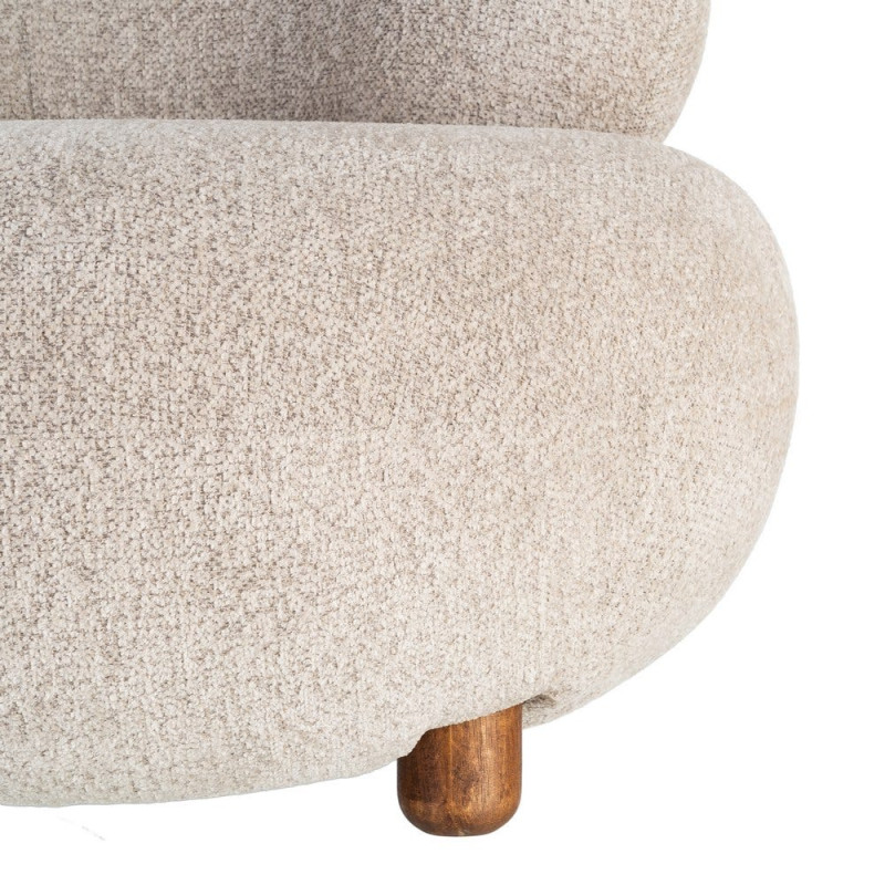 Fauteuil bouclette beige arrondi 93x93x79 cm Calerio Ixia - 4