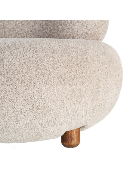 Fauteuil bouclette beige arrondi 93x93x79 cm Calerio Ixia - 4