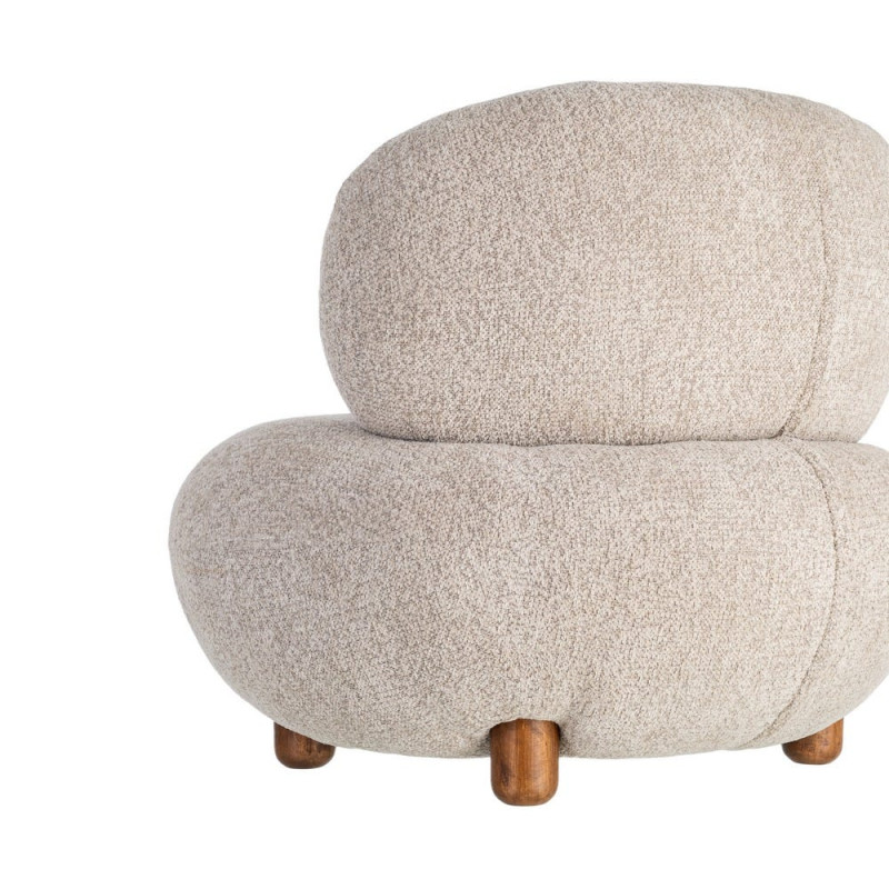Fauteuil bouclette beige arrondi 93x93x79 cm Calerio Ixia - 5