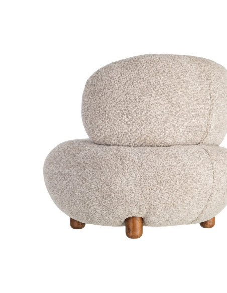 Fauteuil bouclette beige arrondi 93x93x79 cm Calerio Ixia - 5