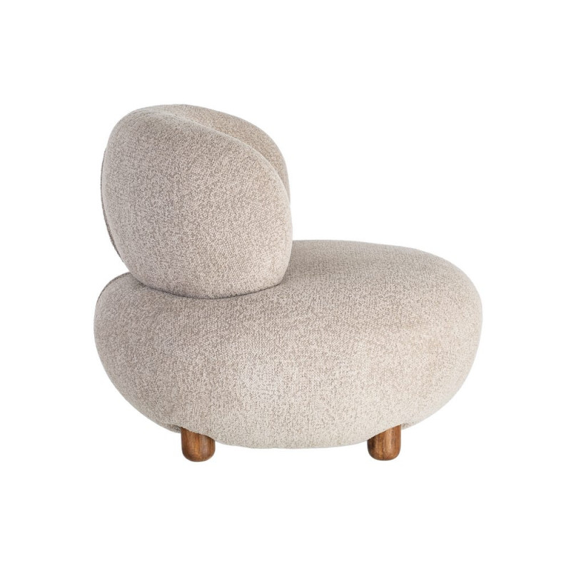 Fauteuil bouclette beige arrondi 93x93x79 cm Calerio Ixia - 6