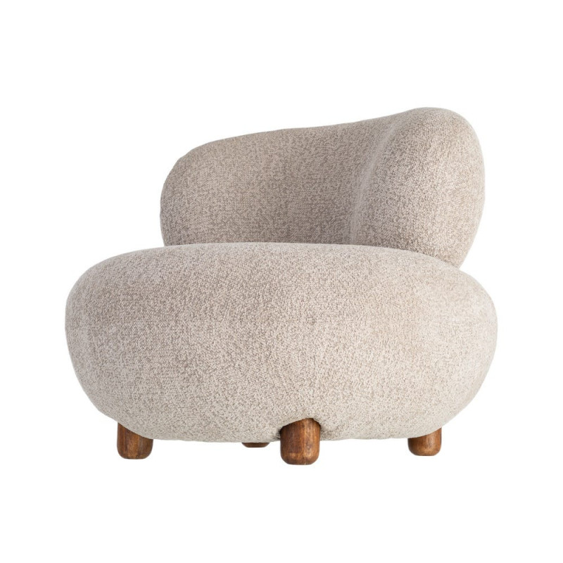 Fauteuil bouclette beige arrondi 93x93x79 cm Calerio Ixia - 8