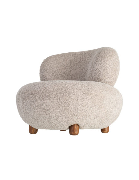 Fauteuil bouclette beige arrondi 93x93x79 cm Calerio Ixia - 8