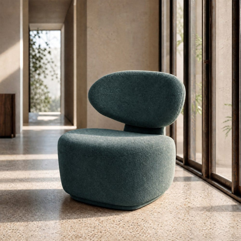 Fauteuil vert sapin arrondi 77x73x79 cm Odrelio Ixia - 2