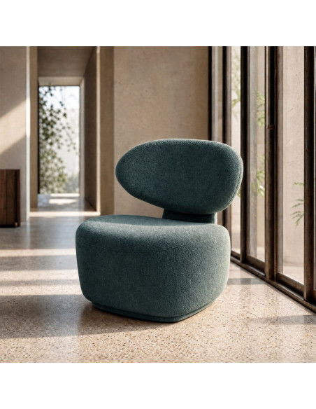 Fauteuil vert sapin arrondi 77x73x79 cm Odrelio Ixia - 2