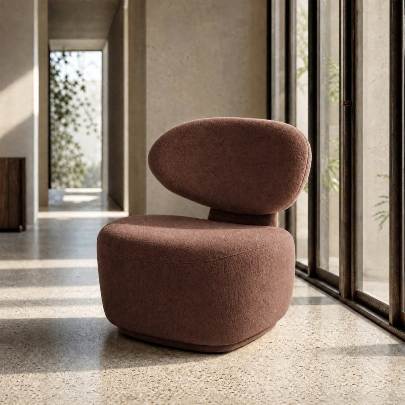 Fauteuil marron chocolat arrondi 77x73x79 cm Odrelio Ixia - 2