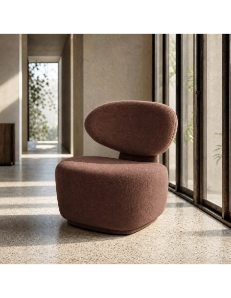 Fauteuil marron chocolat arrondi 77x73x79 cm Odrelio Ixia - 2