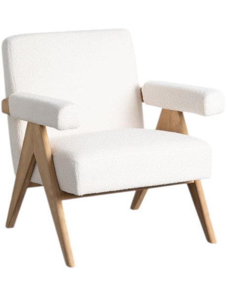 Fauteuil scandinave beige en tissu et bois 74x76x85 cm Aruairo Ixia - 1