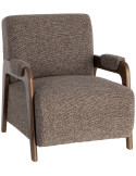 Fauteuil marron chiné en tissu et frêne 70x84x80 cm Maravio