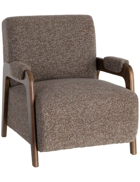 Fauteuil marron chiné en tissu et frêne 70x84x80 cm Maravio Ixia - 1