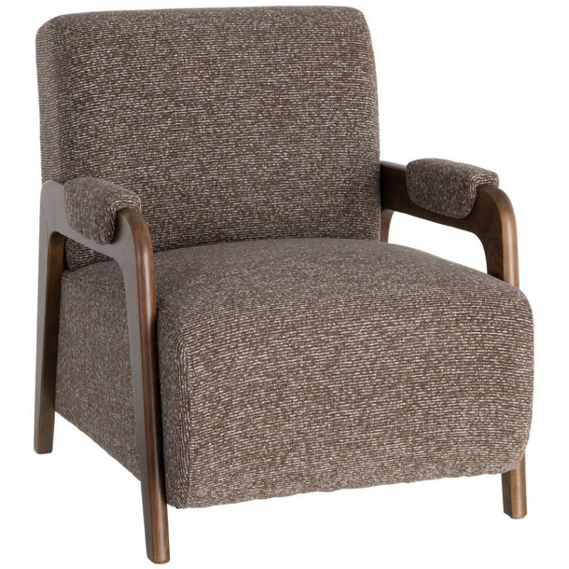 Fauteuil marron chiné en tissu et frêne 70x84x80 cm Maravio Ixia - 1