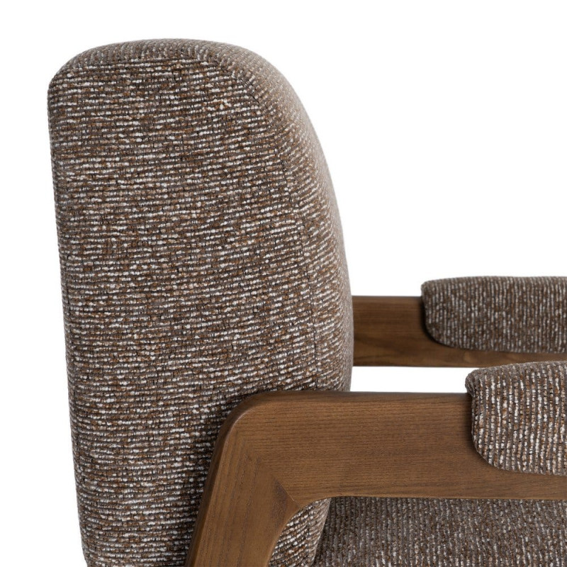 Fauteuil marron chiné en tissu et frêne 70x84x80 cm Maravio Ixia - 2
