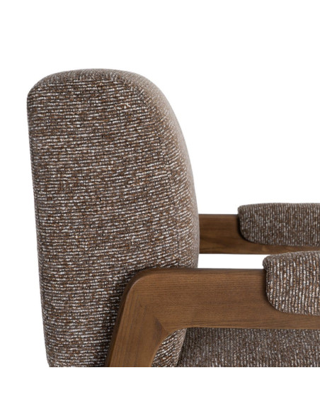 Fauteuil marron chiné en tissu et frêne 70x84x80 cm Maravio Ixia - 2