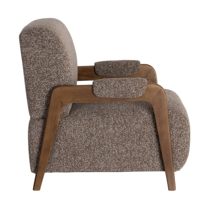 Fauteuil marron chiné en tissu et frêne 70x84x80 cm Maravio Ixia - 4
