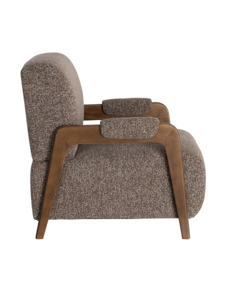 Fauteuil marron chiné en tissu et frêne 70x84x80 cm Maravio Ixia - 4