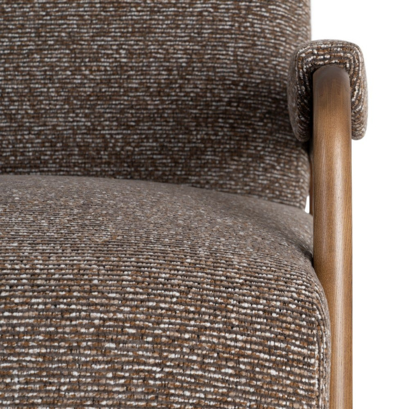 Fauteuil marron chiné en tissu et frêne 70x84x80 cm Maravio Ixia - 5