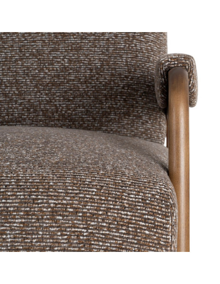Fauteuil marron chiné en tissu et frêne 70x84x80 cm Maravio Ixia - 5