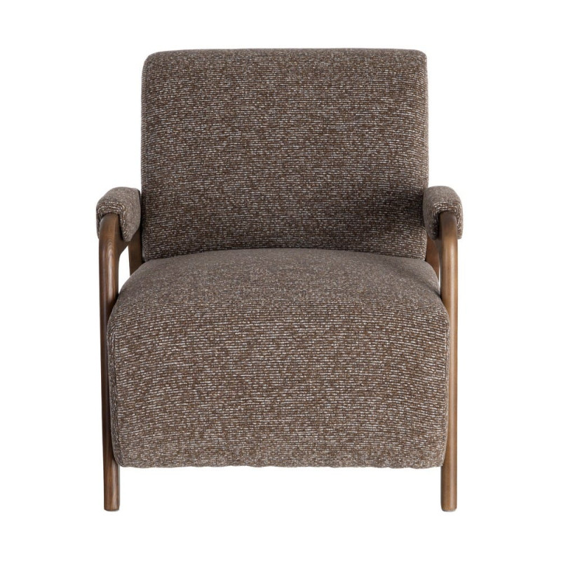 Fauteuil marron chiné en tissu et frêne 70x84x80 cm Maravio Ixia - 6