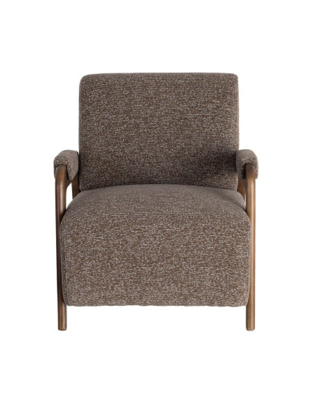 Fauteuil marron chiné en tissu et frêne 70x84x80 cm Maravio Ixia - 6