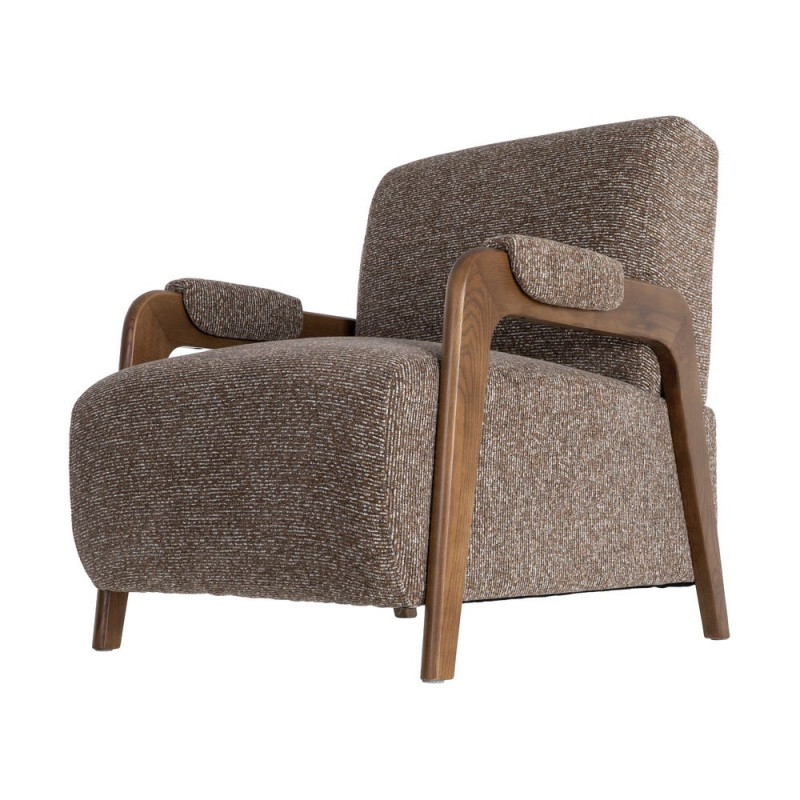 Fauteuil marron chiné en tissu et frêne 70x84x80 cm Maravio Ixia - 8