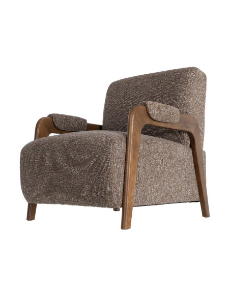 Fauteuil marron chiné en tissu et frêne 70x84x80 cm Maravio Ixia - 8