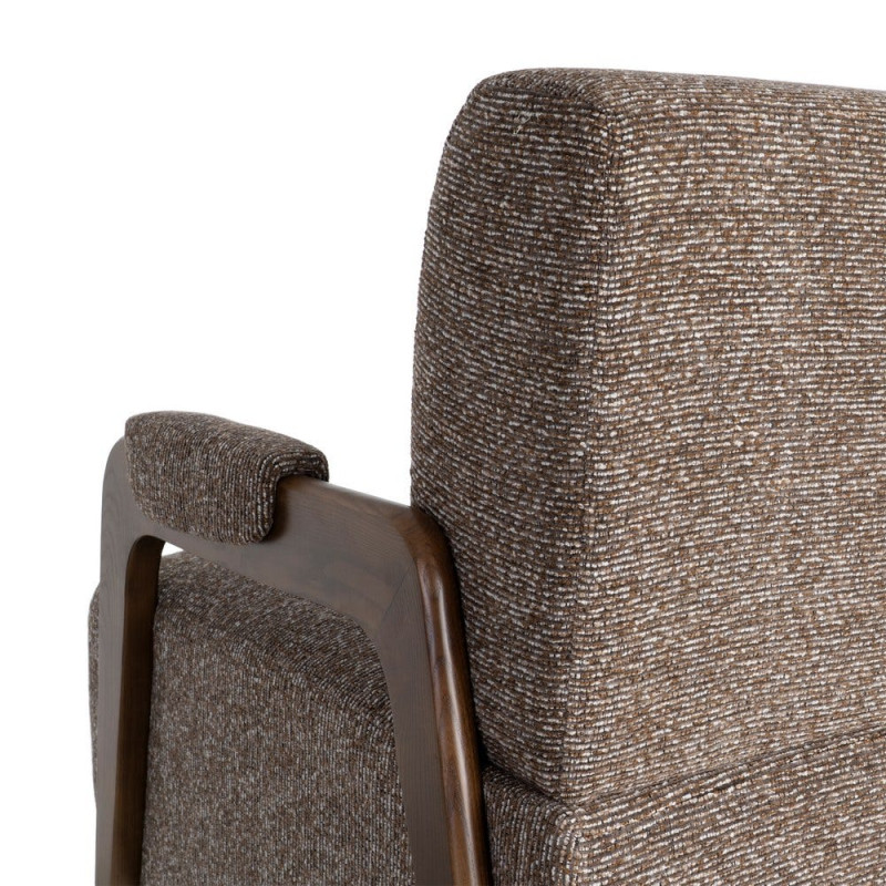 Fauteuil marron chiné en tissu et frêne 70x84x80 cm Maravio Ixia - 9