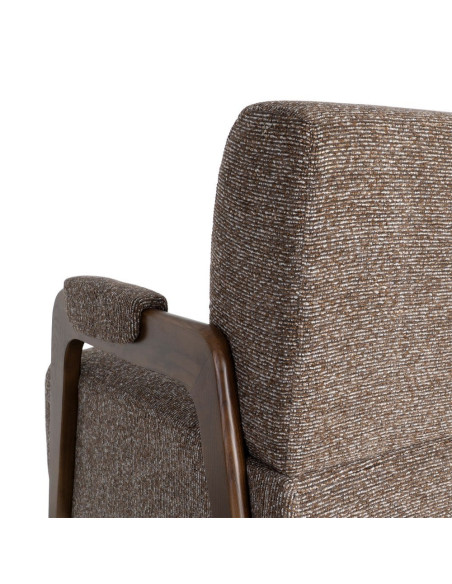 Fauteuil marron chiné en tissu et frêne 70x84x80 cm Maravio Ixia - 9