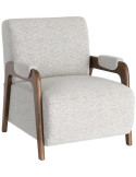 Fauteuil beige chiné en tissu et frêne 70x84x80 cm Maravio