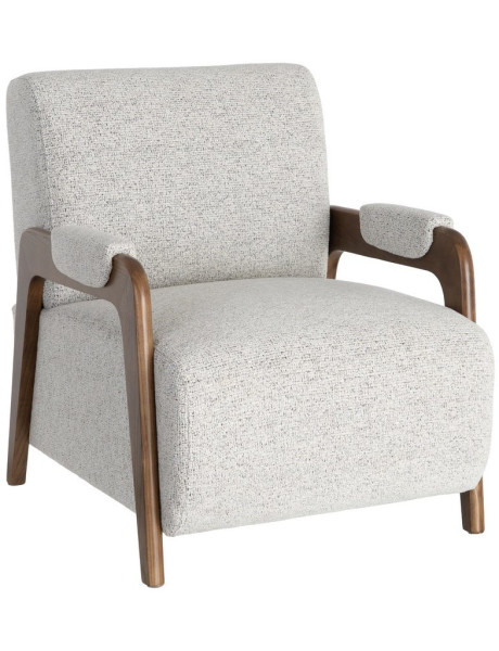 Fauteuil beige chiné en tissu et frêne 70x84x80 cm Maravio Ixia - 1