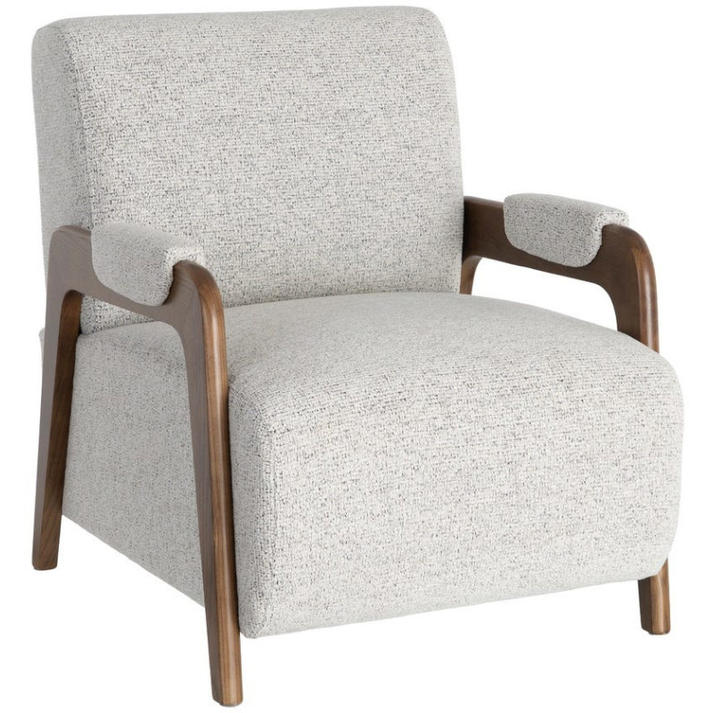 Fauteuil beige chiné en tissu et frêne 70x84x80 cm Maravio Ixia - 1