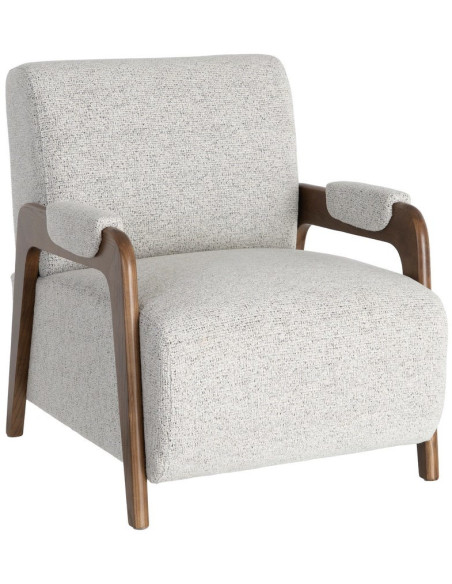 Fauteuil beige chiné en tissu et frêne 70x84x80 cm Maravio Ixia - 1
