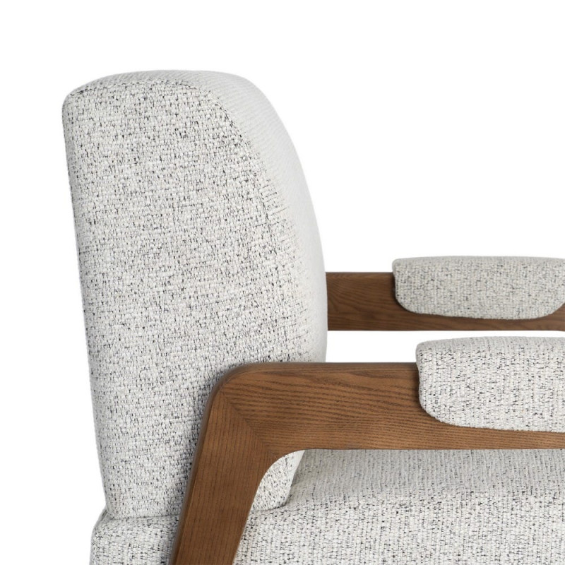 Fauteuil beige chiné en tissu et frêne 70x84x80 cm Maravio Ixia - 2