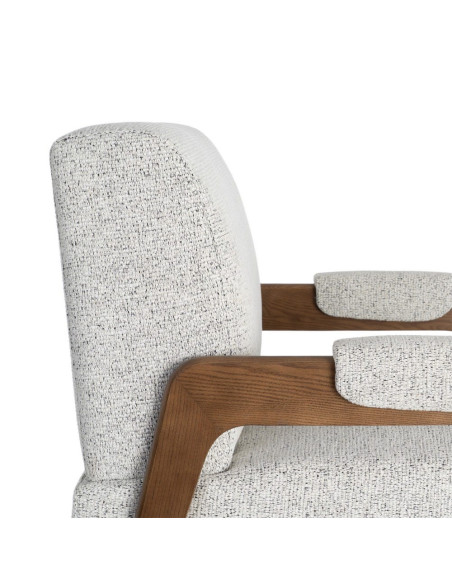 Fauteuil beige chiné en tissu et frêne 70x84x80 cm Maravio Ixia - 2