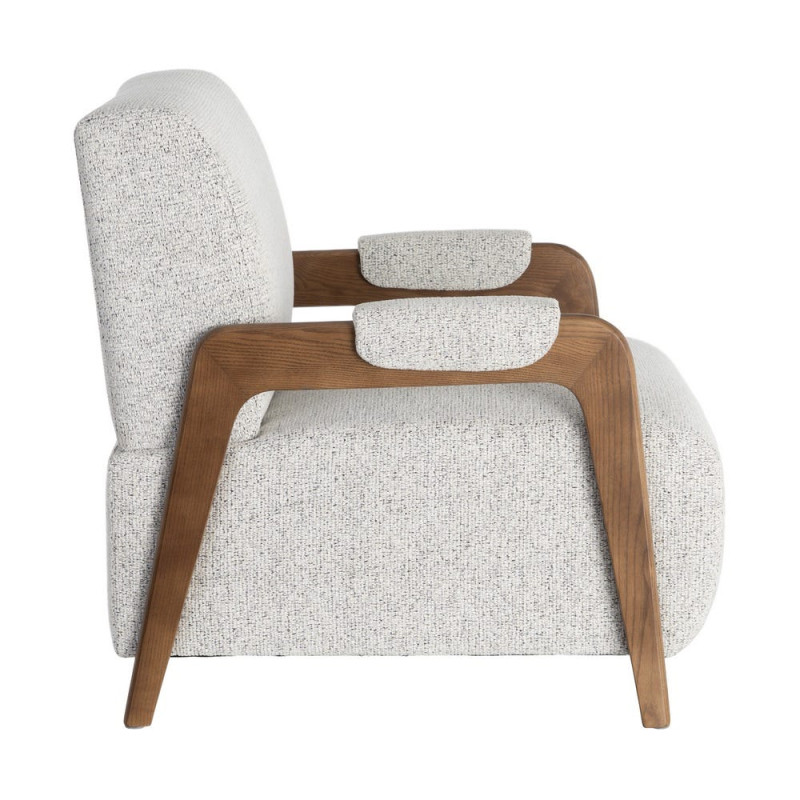 Fauteuil beige chiné en tissu et frêne 70x84x80 cm Maravio Ixia - 4