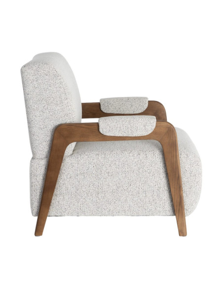 Fauteuil beige chiné en tissu et frêne 70x84x80 cm Maravio Ixia - 4