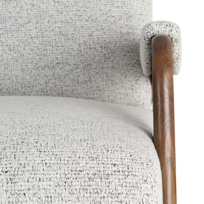 Fauteuil beige chiné en tissu et frêne 70x84x80 cm Maravio Ixia - 5