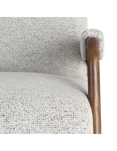 Fauteuil beige chiné en tissu et frêne 70x84x80 cm Maravio Ixia - 5