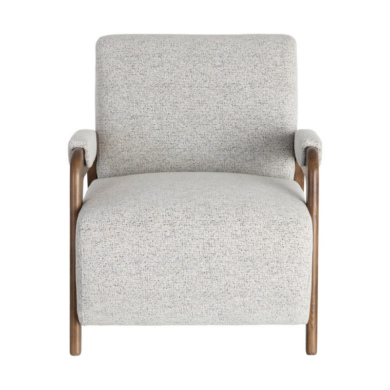 Fauteuil beige chiné en tissu et frêne 70x84x80 cm Maravio Ixia - 6