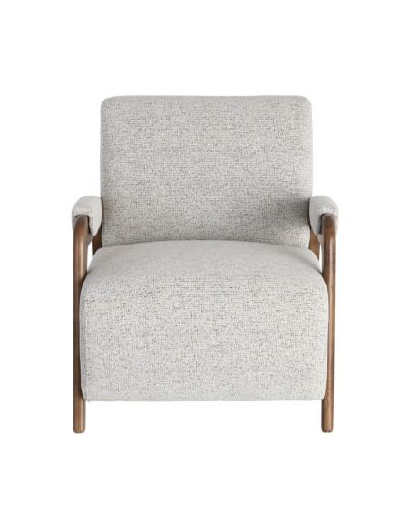 Fauteuil beige chiné en tissu et frêne 70x84x80 cm Maravio Ixia - 6
