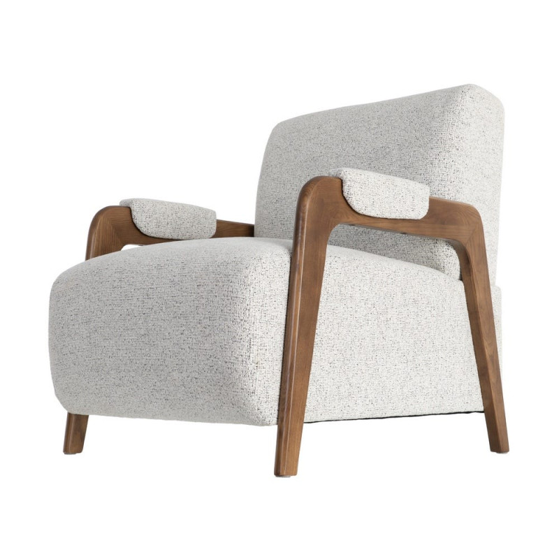 Fauteuil beige chiné en tissu et frêne 70x84x80 cm Maravio Ixia - 8