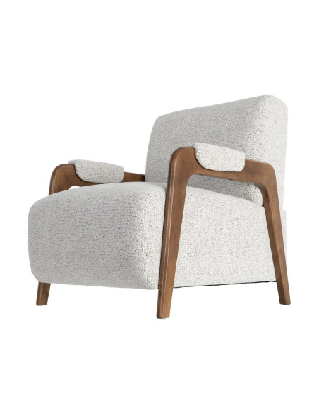 Fauteuil beige chiné en tissu et frêne 70x84x80 cm Maravio Ixia - 8