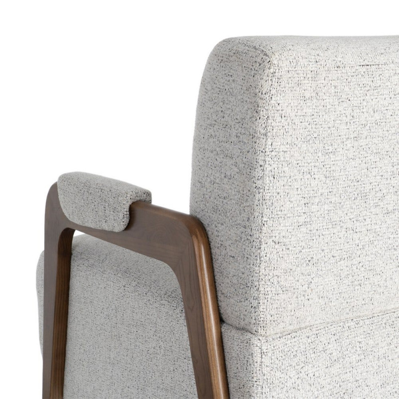 Fauteuil beige chiné en tissu et frêne 70x84x80 cm Maravio Ixia - 9